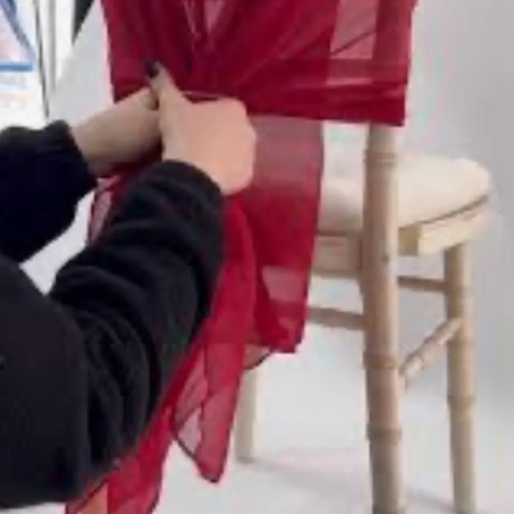 4 Red chair toppers organza bows with beaded fringe NWOT